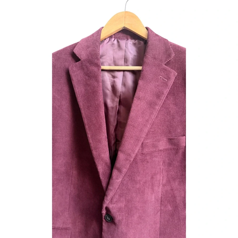 Michael Kors Blazer Corduroy Burgundy Two Button Stretch Cotton 44R Sport Coat